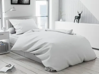 Produktbild von Weiße Baumwollbettwäsche Lux Hoteltasche Bettwäsche-Dimension: 70 x 90 cm | 140 x 200 cm