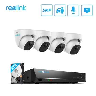 Produktbild von Sada vonkajších kamier Reolink 5MP, PoE IP vonkajšia kamera s inteligentnou detekciou osôb a vozidiel, 8CH 2TB HDD NVR na nepretržité monitorovanie, nočné videnie, RLK8-520D4-A