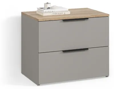 Immagine prodotto di Cassettiera per camera da letto Livinity Piave Grigio 60 x 50 cm con 2 cassetti, Model 58839