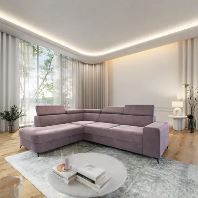 Produktbild von Masseno Ecksofa ALVORO L-S mit Schlaffunktion L-Form, Sofa mit Bettkasten, Wohnzimmersofa, Couch, Soffa, Bettsofa, Couchgarnitur- Lila, MONOLITH 62