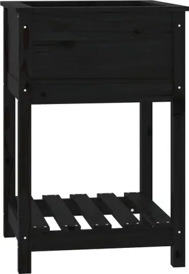 Obrázek produktu pro vidaXL květináč s policí černý 54x54x81 cm masivní borovicové dřevo