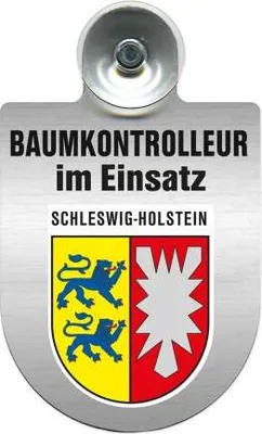 Produktbild von Einsatzschild mit Saugnapf - Baumkontrolleur im Einsatz - 393806 incl. Regionenwappen nach Wahl Color - Region Schleswig-Holstein