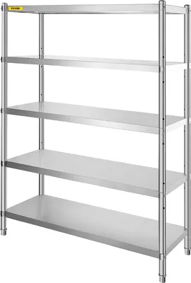 Produktbild von VEVOR nerezový policový regál kuchynský regál 5 políc pre stravovacie zariadenia 122cm x 47cm x 183cm nástenná polica