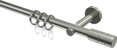 Produktbild von Interdeco Gardinenstange / Vorhangstange Edelstahl-Optik, Typ Medium Caras (Rillenzylinder), 16 mm Ø 1-läufig, 280 cm