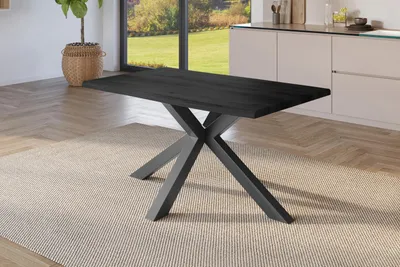 Produktbild von Esstisch Baumkante Holz-Optik Grau 120 x 80 Spider-Gestell schwarz JULIUS