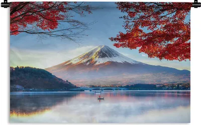 Produktbild von MuchoWow® Wandteppich Wandbehang Der japanische Berg Fuji in Asien im Herbst 90x60 cm Tapisserie Dekoration Wandtuch - Wandskulpturen - Bildteppich