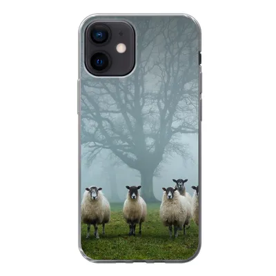 Produktbild von MuchoWow® Handyhülle Schutzhülle Hülle für iPhone 12 Schaf - Baum - Nebel Silikon Softcase Handy Hülle - Schutzhülle