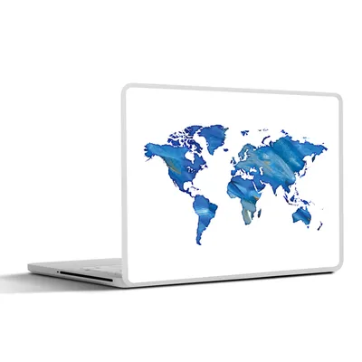 Produktbild von MuchoWow® Laptop Aufkleber Sticker Cover Weltkarte - Aquarell - Blau 36.5x27.5 cm - Laptop-Sticker