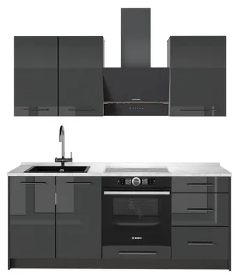 Obrázek produktu pro Jednotková kuchyně Vicco Fame-Line Antracitový vysoký lesk/Antracit 190 cm, PD Mramor, Model 64845