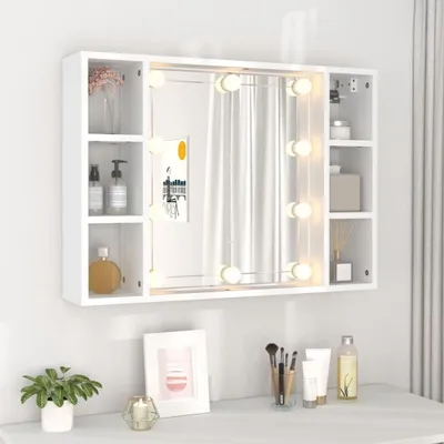 Obrázok produktu pre The Living Store Zrkadlová skrinka s LED diódou biela 76x15x55 cm