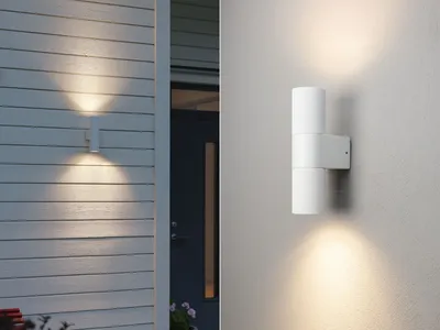 Produktbild von Up and Down LED Außenwandleuchte Aluminium Weiß, Fassadenbeleuchtung Hauswand