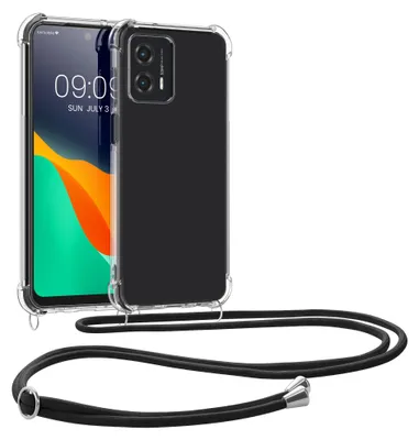 Produktbild von kwmobile Necklace Case kompatibel mit Motorola Moto G53 5G Hülle - Silikon Cover mit Handykette - Band Handyhülle Transparent Schwarz