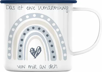 Produktbild von Trendation - Beste Freundin Emaille Tasse Geschenk Beste Freundinnen Geburtstag Lustig Freundinnen Spruch Becher - Umarmung Von Mir An Dich (Blau)