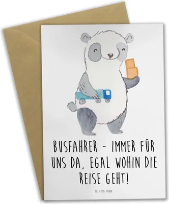 Produktbild von Mr. & Mrs. Panda valentinstagskarte Busfahrer Held - Weiß - Geschenk, Wertschätzung, osterkarte, charmant, Bedanken, besondere Momente, babykarte, Ziele bringen