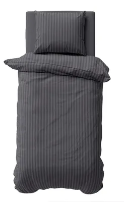 Produktbild von 2 teilig Bettwäsche 135x200 cm Mikrofaser Premium Damast Gestreift Bettbezug Garnitur Set, Anthrazit