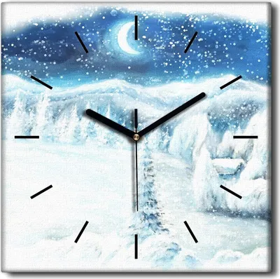Produktbild von Coloray Uhr auf Leinwand 30x30 cm Wand Uhr Dekoration Wohnzimmer Segeltuch schwarze Hände -Schnee-Schneewinter.