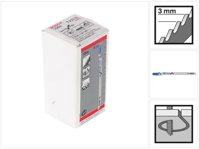 Zdjęcie produktu dla Bosch 2608638382, Ostrze wyrzynarki, Rura, Profil, Blachy (grubość), Blacha (cienka), Stal szybkotnąca (HHS), 3 mm, 10 cm, 100 szt.