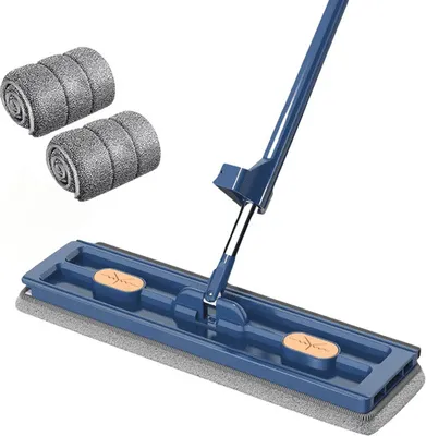 Obrázek produktu pro Vysoce savý mop na čištění podlah se 2 utěrkami, mop s násadou z nerezové oceli 133 cm + 1 extra utěrka z bavlněných vláken - SVEEPAMOPCLO