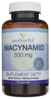 Obrázok produktu pre Medverita Niacinamid ( Kyselina nikotínová ) 500 mg - 100 kapsúl