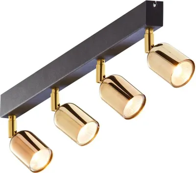 Immagine prodotto di Faretto a soffitto a 4 luci GU10 lungo 84 cm nero oro lampada a soffitto soffitto soggiorno luce a soffitto
