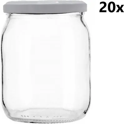 Obrázek produktu pro Zavařovací sklenice 540 ml PROFI II čirá 20 ks VČETNĚ BÍLÝCH VÍČEK, Počet kusů v balení: 20