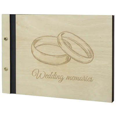 Produktbild von Hochzeit Ringe Verlobung Fotoalbum Holzalbum 60 schwarze Seiten Fotobuch selbst gestalten einkleben