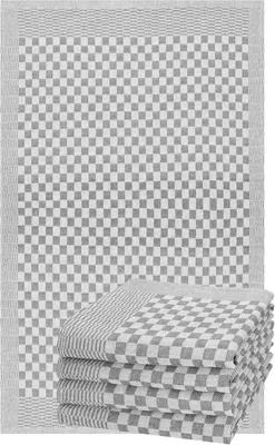 Produktbild von 5er Set 50x100cm Küchentuch Baumwolle Meinor Grubentuch extrem strapazierfähig und saugstark trocknergeeignet - Gastronomiequalität - Geschirrtücher BW schwarz