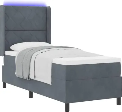 Image de vidaXL Lit boxspring avec matelas gris foncé 80 x 200 cm velours
