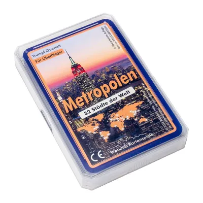 Produktbild von Wendels Kartenspiele Metropolen: Städte Trumpf Quartett Spiel | Kleines Geschenk für Familien und Reisende