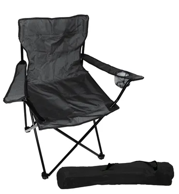 Campingstuhl Anglerstuhl Faltstuhl Regiestuhl Schwarz Getränkehalter und Tasche