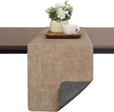 Productafbeelding van Tafelrunner Faux Leather, dubbelzijdig, 30 x 140 cm, antislip, wasbaar, voor buiten
