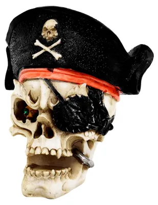 Produktbild von Totenkopf mit Piratenhut - Dekofigur für Halloween