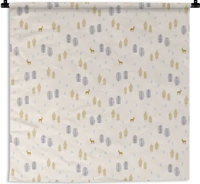 Produktbild von MuchoWow® Wandteppich Wandbehang Wald - Abstrakt - Winter - Muster 120x120 cm Tapisserie Dekoration Wandtuch - Modern - Baumwollgewebe