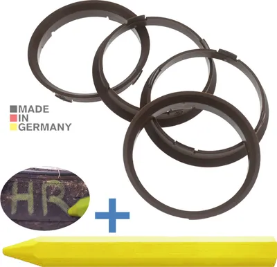 Produktbild von 4X Zentrierringe 70,4 x 66,6 mm Braun Felgen Ringe + 1x Reifen Kreide Fett Stift