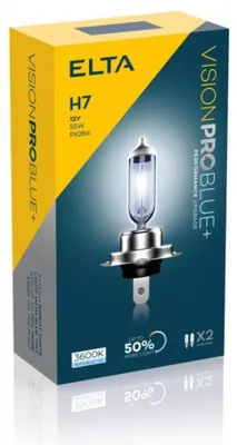 Zdjęcie produktu dla Elta H7 VisionProBlue +50% 55 W 12 V PX26d, zestaw 2 szt., EB2477TR