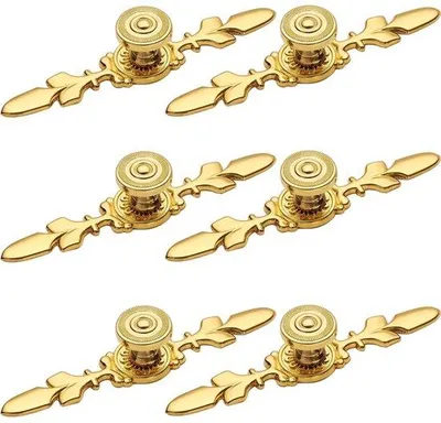 Productafbeelding van Ibenzoa® 6-delige set gouden meubelknopen van zinklegering, afmetingen 120 x 25 x 21 mm, inclusief schroeven – in vintage-stijl