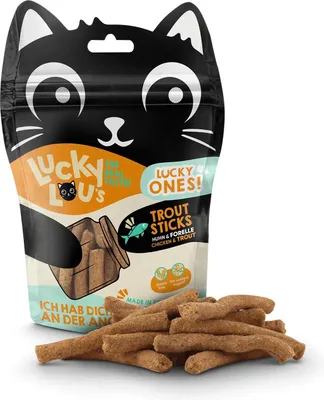 Produktbild von Lucky Lou 44006, Snacks, Katze, Universal, Huhn, Forelle, 50 g, Gluten-frei