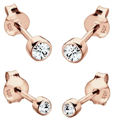 Productafbeelding van Elli oorbellen, dames, set van 2 basisoorstekers met kristal, gemaakt van 925 sterling zilver