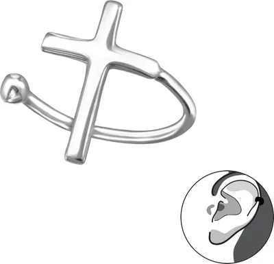 Produktbild von 925 Sterling Silber Ear Cuff Ohrklemme mit Kreuz