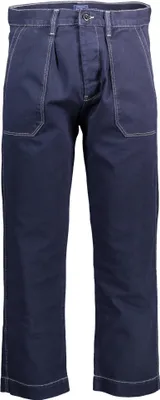 Image de Pantalon homme bleu en coton bio avec 4 poches & détails contrastés