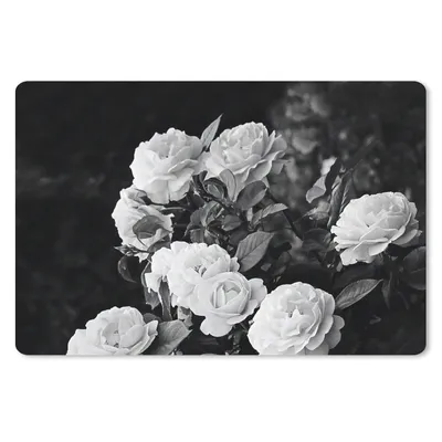 Produktbild von MuchoWow® Schreibtischunterlage Blumen - Schwarz und Weiß - Natur - Pflanzen - Rosen 60x40 cm - XXL Mauspad - Großes Mauspad