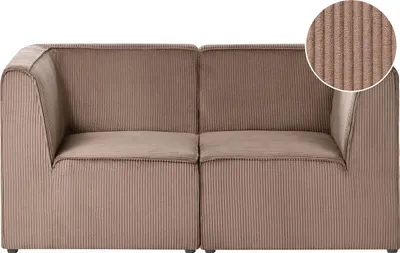 Produktbild von BELIANI Modulsofa Sandbeige Cord 2-Sitzer aus 2 Eckmodulen mit Armlehnen Modernes Retro Design Sofa Wohnzimmer
