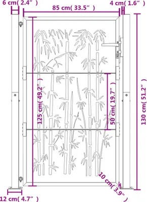 Productafbeelding van vidaXL Tuinpoort, antraciet, 100x125 cm, staal, bamboesdesign
