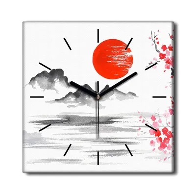 Produktbild von Coloray Uhr auf Leinwand 30x30 cm Wand Uhr Dekoration Wohnzimmer Segeltuch schwarze Hände -Japan-Tintensonne.