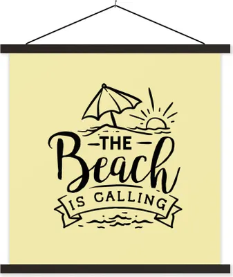 Produktbild von MuchoWow® Textilposter Strand - Sonnenschirm - Zitate 40x40 cm mit schwarzem Rahmen - Fotos