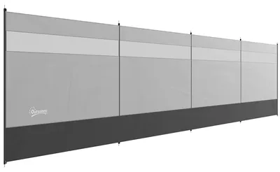 Produktbild von Windschutz mit Sichtfenster und Tragetasche, Stahlstangen, 725x140cm, Grau