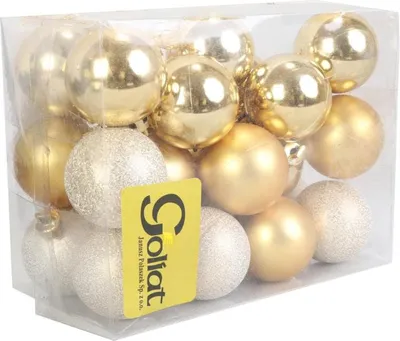 Obrázok produktu pre Sada 24 plastových vianočných ozdôb, 4 cm, zlaté