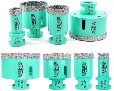 Productafbeelding van Diamantboorset met zinkcoating - Voor nauwkeurige boorgaten - Met vacuüm-schroefverbinding - 20-68 mm - 4 stuks - Zilverkleurig