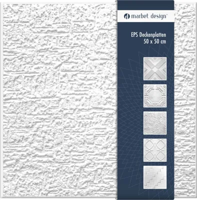 Produktbild von Deckenplatten aus Styropor EPS - Deckenpaneele leicht & robust im modernen Design - (24QM Sparpaket PUTZ 50x50cm) Deckenplatten Paneele Platte weiß