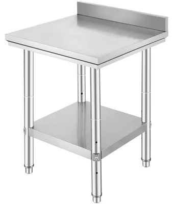 Produktbild von Edelstahl Arbeitstisch mit Aufkantung, Küchentisch Profi-Qualität, 2 Ablagen verstellbar, rostfrei | 60×60×88 cm | 150 kg Traglast | Spritzschutz
